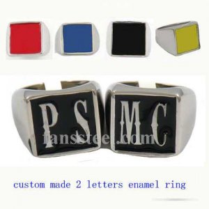 custom letter rings biker