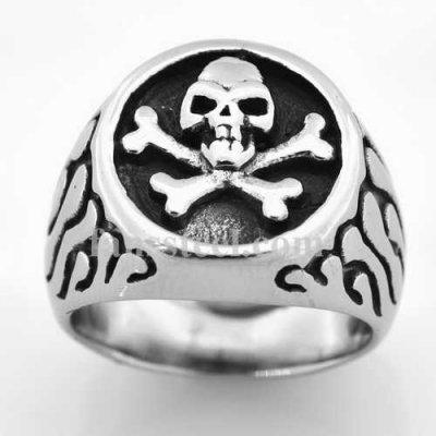 FSR14W98 flame cross bones skull skeleton ring