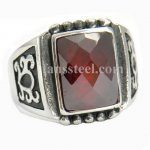 FSR10W96R Tribal flower with Garnet CZ ring 