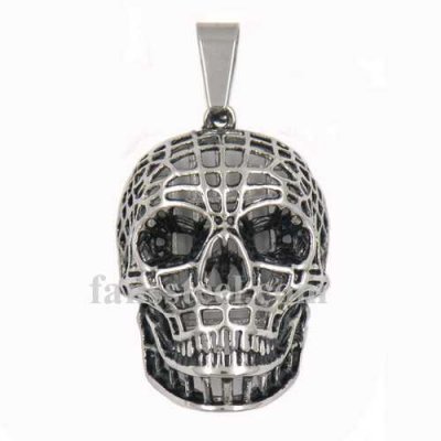 FSP17W15 hollow net grid skull biker Pendant