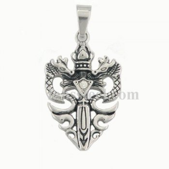 FSP16W44 twin Medieval dragon tribal pendant