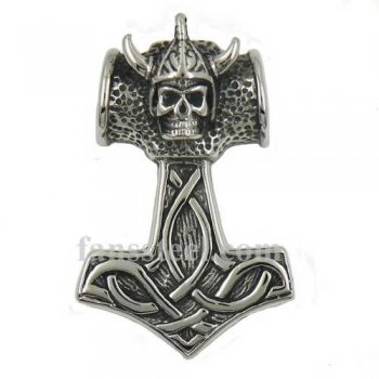 FSP16W03 Thors Hammer Vikinghead big pendant