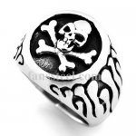 FSR14W98 flame cross bones skull skeleton ring