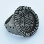 FSR14W39B lion head  Aries   zodiac sign ring