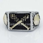 FSR14W54 skull rectangle cross maces ring