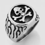 FSR14W98 flame cross bones skull skeleton ring