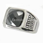 FSR10W95B Greek key with black CZ ring 