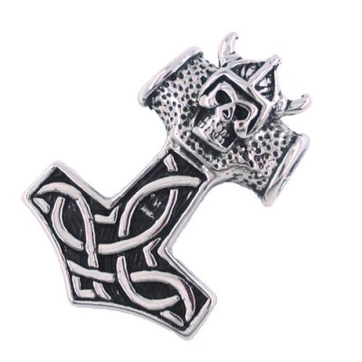 FSP15W82 Thors Hammer Vikinghead pendant