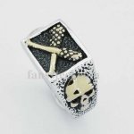 FSR14W54 skull rectangle cross maces ring