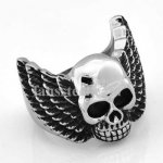 FSR09W15 wings ghost skull biker ring