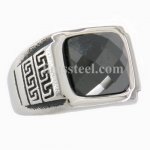 FSR10W95B Greek key with black CZ ring 